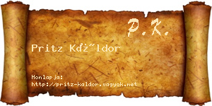 Pritz Káldor névjegykártya